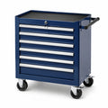 Mobiler Werkzeugwagen aus Stahl mit 6 abschließbaren Schubladen, 69 × 33 × 75 cm, Dunkelblau