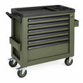 Mobiler Werkzeugwagen aus Stahl mit 6 Schubladen, 77 × 46 × 87 cm, Olivgrün/Schwarz/Silber