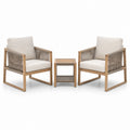 3-teiliges Gartenmöbelset in Beige, Braun und Grau – 2 Sessel à 68 × 75 × 80 cm und Beistelltisch 45 × 45 × 55 cm