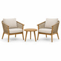 3-teiliges Gartenmöbel-Set mit 2 Sesseln 73 × 76 × 82 cm und rundem Beistelltisch Ø 50 × 45 cm, Beige/Braun