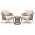 3-teiliges Gartenmöbel-Set mit 2 Sesseln 75 × 78 × 87 cm und Tisch Ø 55 × 47 cm, Beige/Natur/Taupe