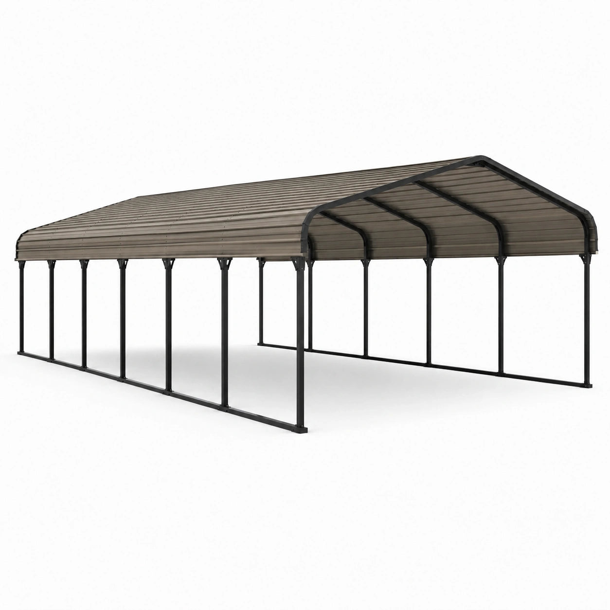 Doppelcarport mit Satteldach, 610 × 610 × 315 cm, Stahl, Schwarz/Taupe