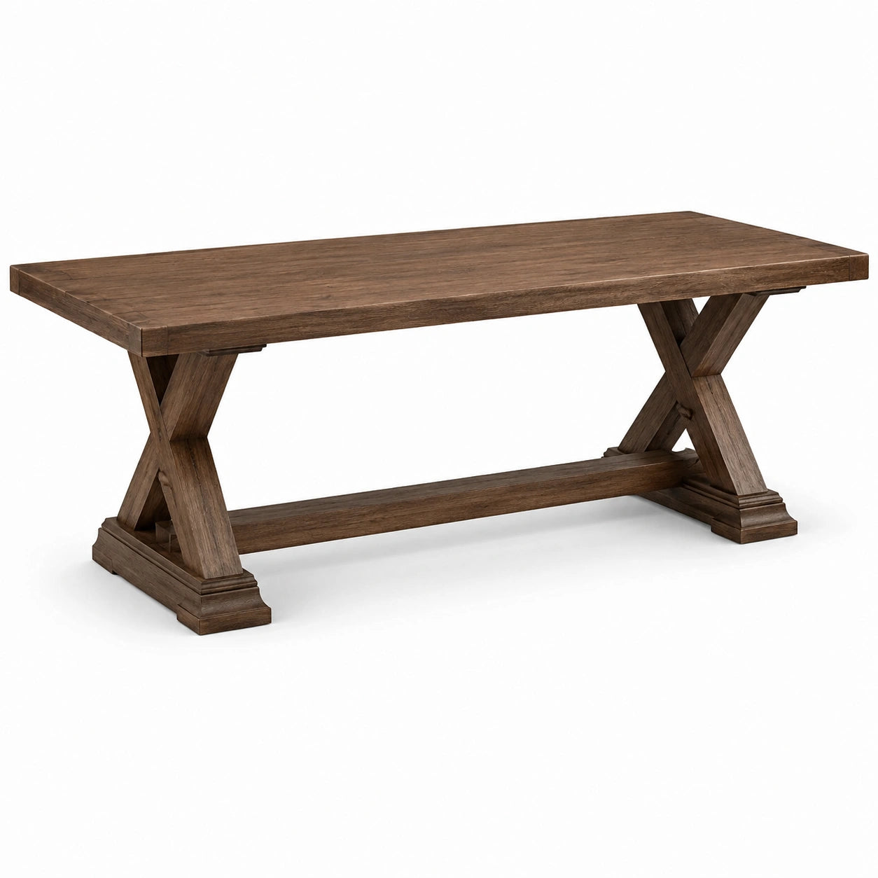 Esstisch aus Holz, Braun, 200 × 100 × 76 cm, rechteckig mit Kreuzgestell im Landhausstil