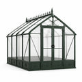 Begehbares Gewächshaus mit Doppeltür aus Aluminium und Polycarbonat, 306 × 244 × 269 cm, Dunkelgrün/Transparent