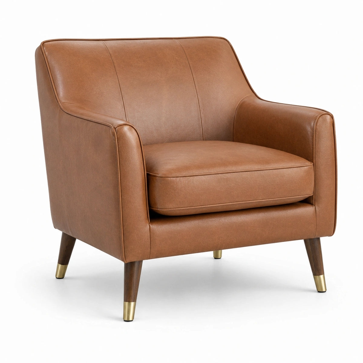 Gepolsterter Retro-Loungesessel aus braunem Kunstleder, 78 × 82 × 84 cm
